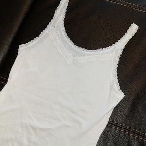 DONATING Thurs July 12! white tank with lace NWOT